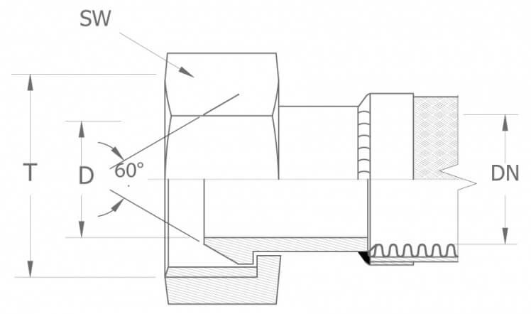 Szkic techniczny: DKR - armatura gwint calowy BSP