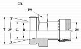 Szkic techniczny CEL - armatura gwint metryczny - lekki