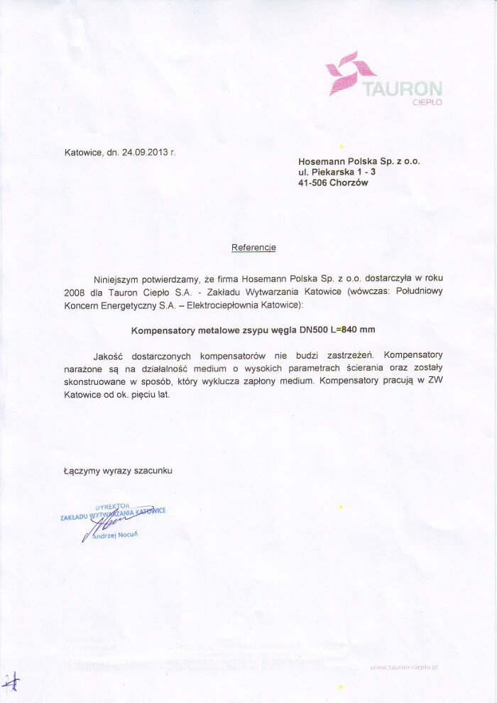 Tauron - referencja dla Hosemann Polska